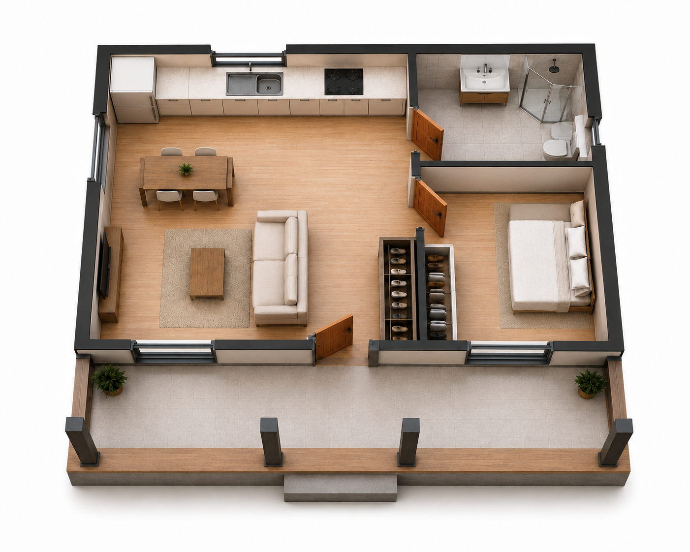 44 m² 1+1 Tek Katlı Çelik Ev